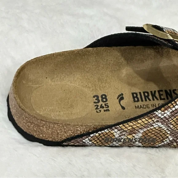 Birkenstock Arizona Sandals Python 2 Straps Brown Microfiber Snake Print Animal - Picture 12 of 15